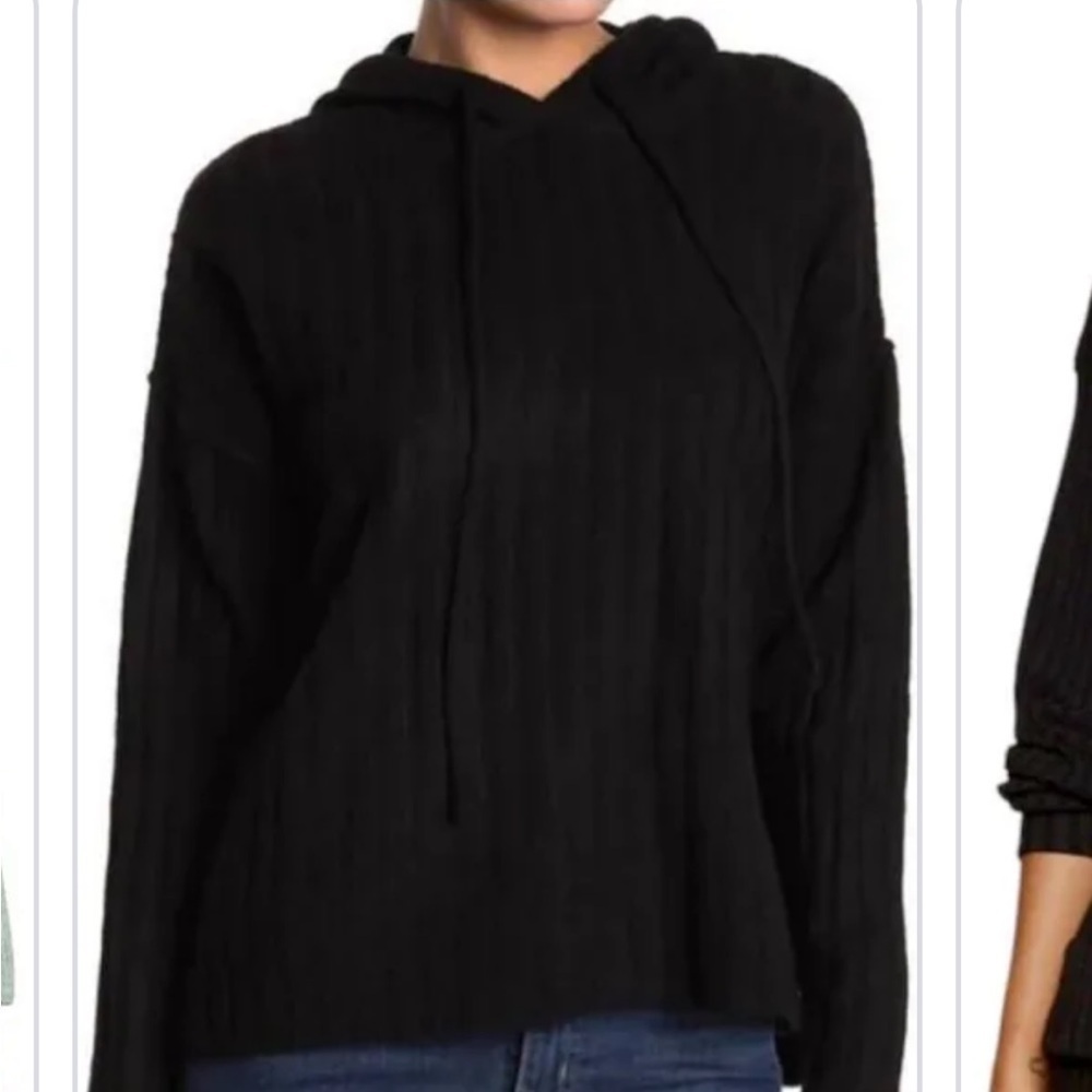 Sweet Romeo black ribbed sweater hoodie. NWT. Small